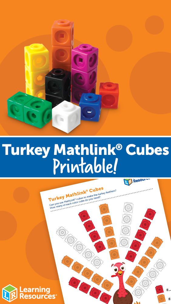 Turkey MathLink Cubes Printable Holiday Activities Cube Turkey