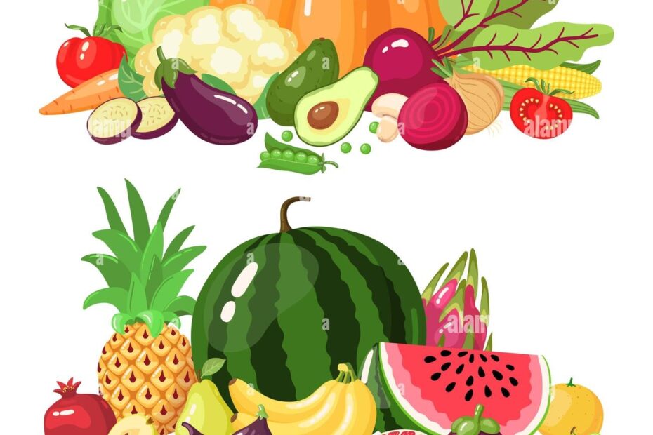 Vegetables And Fruits Cartoon Vegetarian Food Watermelon Pumpkin And Apple Vitamin Fresh Veggies And Fruits Vector Illustration Icons Set Stock Vector Image U0026 Art Alamy