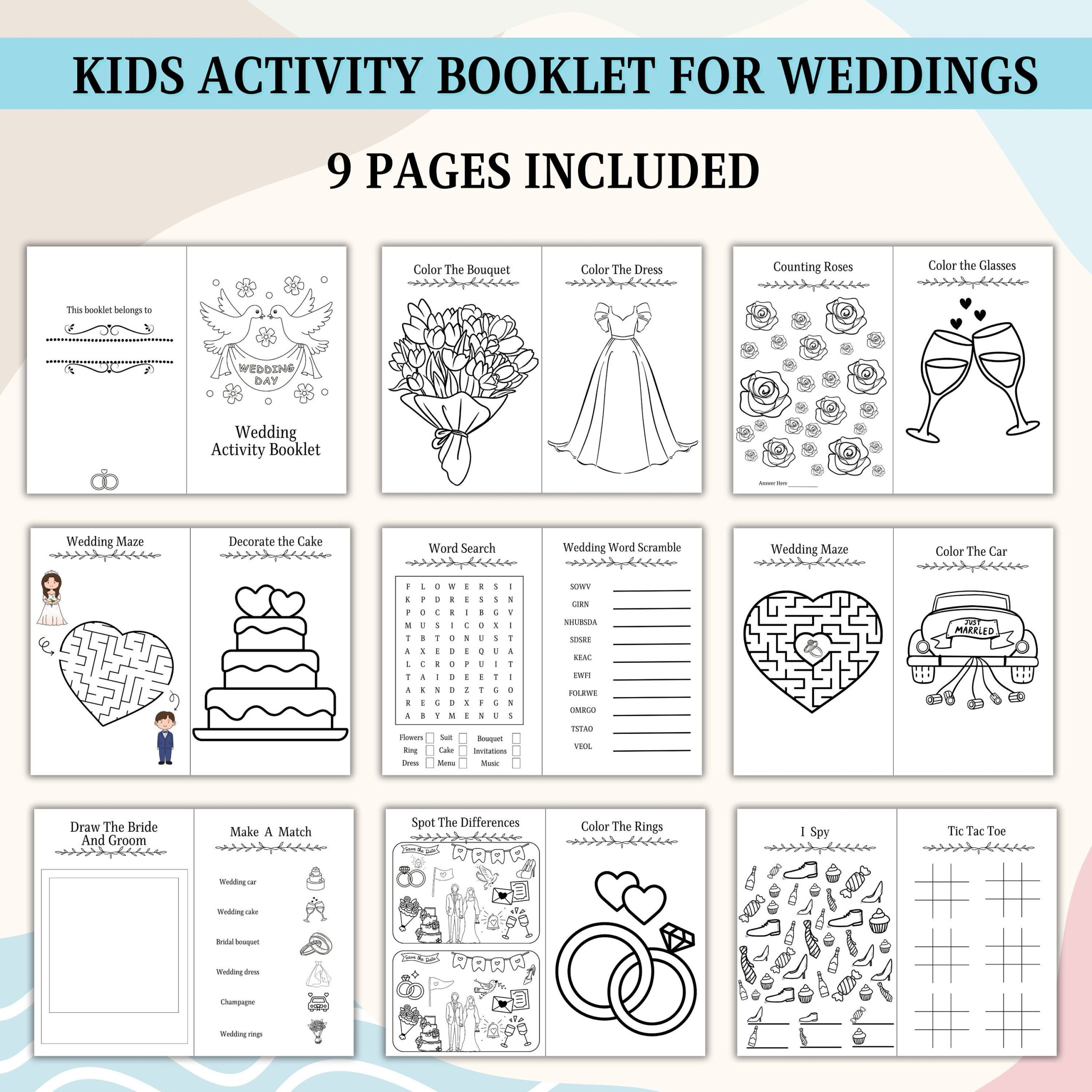 Wedding Activity Printable Wedding Activity Book Wedding Coloring 