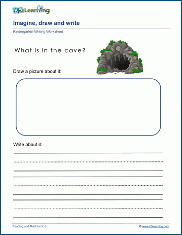 What Is In The Cave Draw Write Worksheet K5 Learning