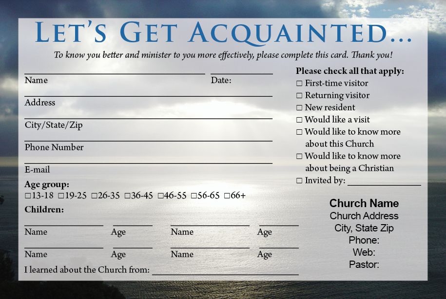 free printable church visitor card template