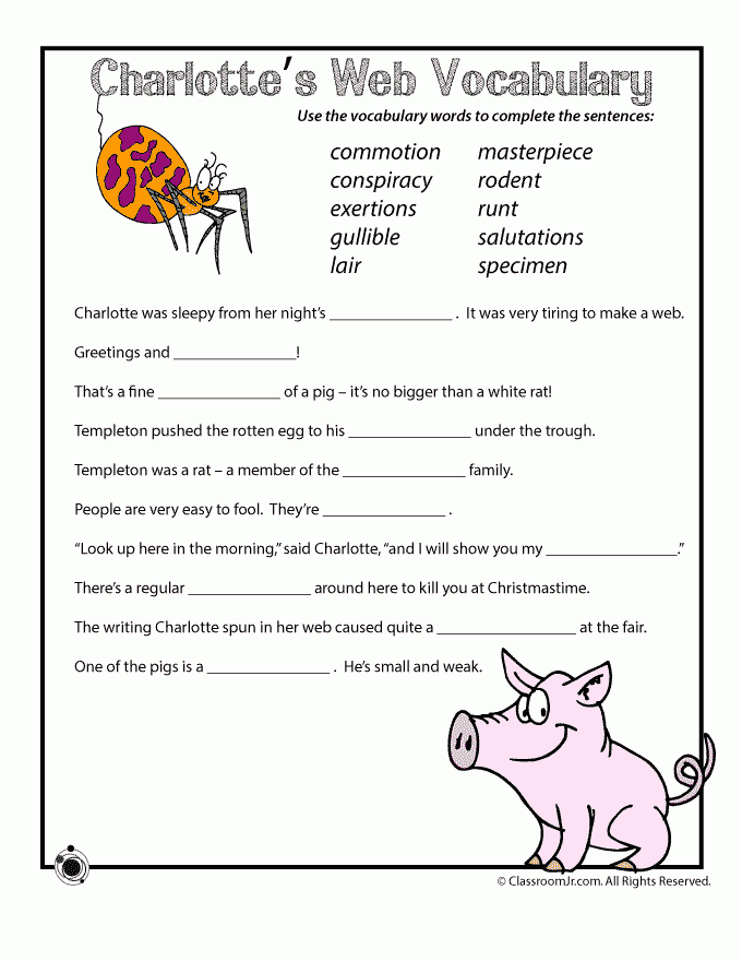 Worksheets For Charlotte 39 s Web