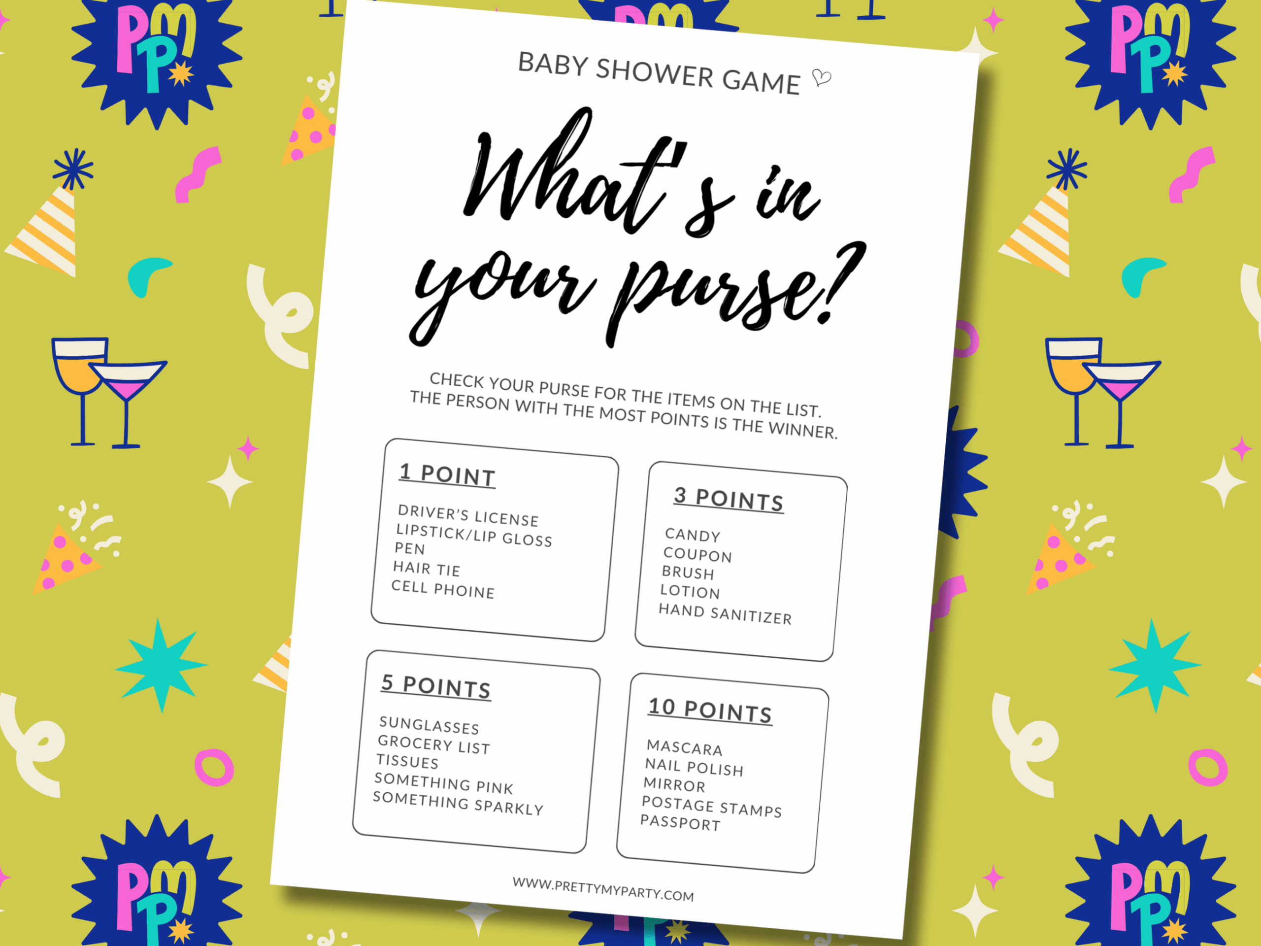 free printable baby boy shower games what's in your purse