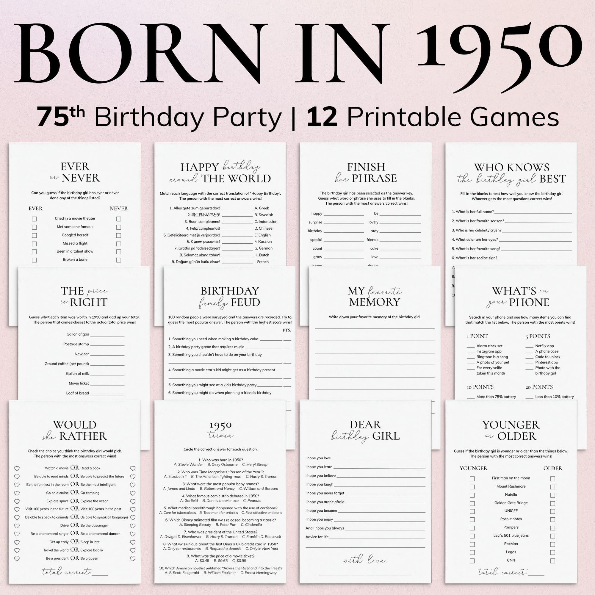 free printable 1950 games
