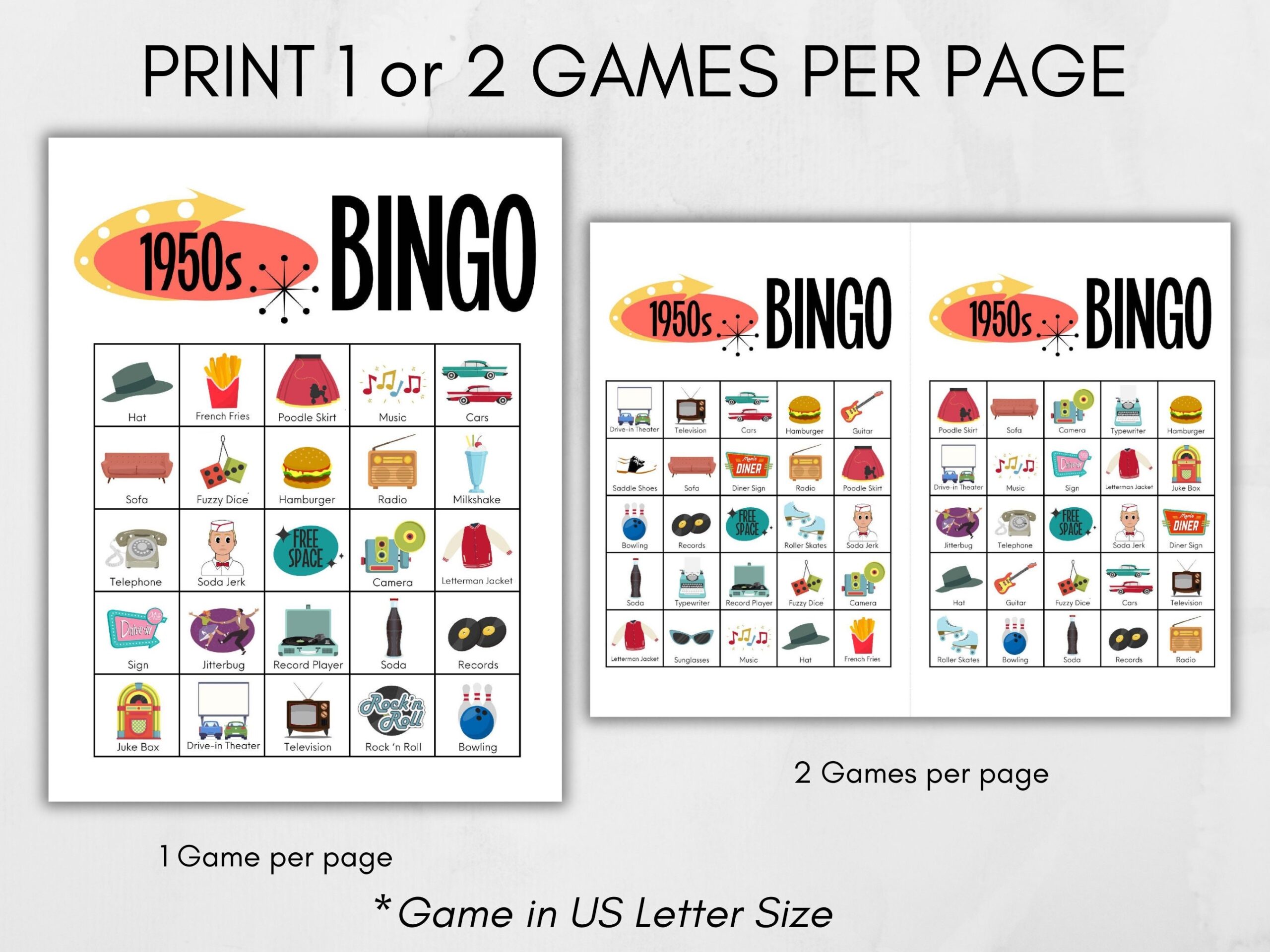 free printable 1950 games bingo