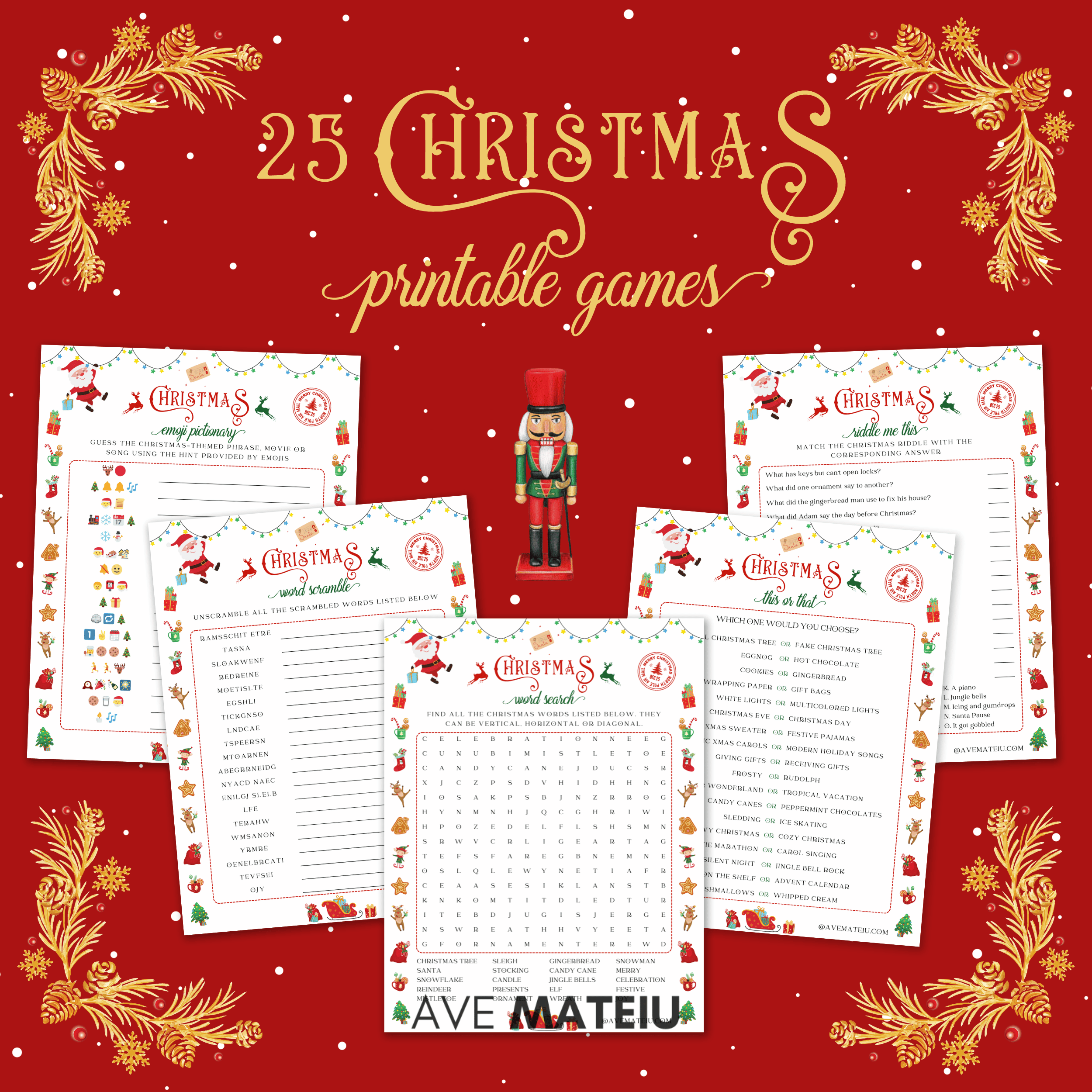 free online printable christmas games for adults
