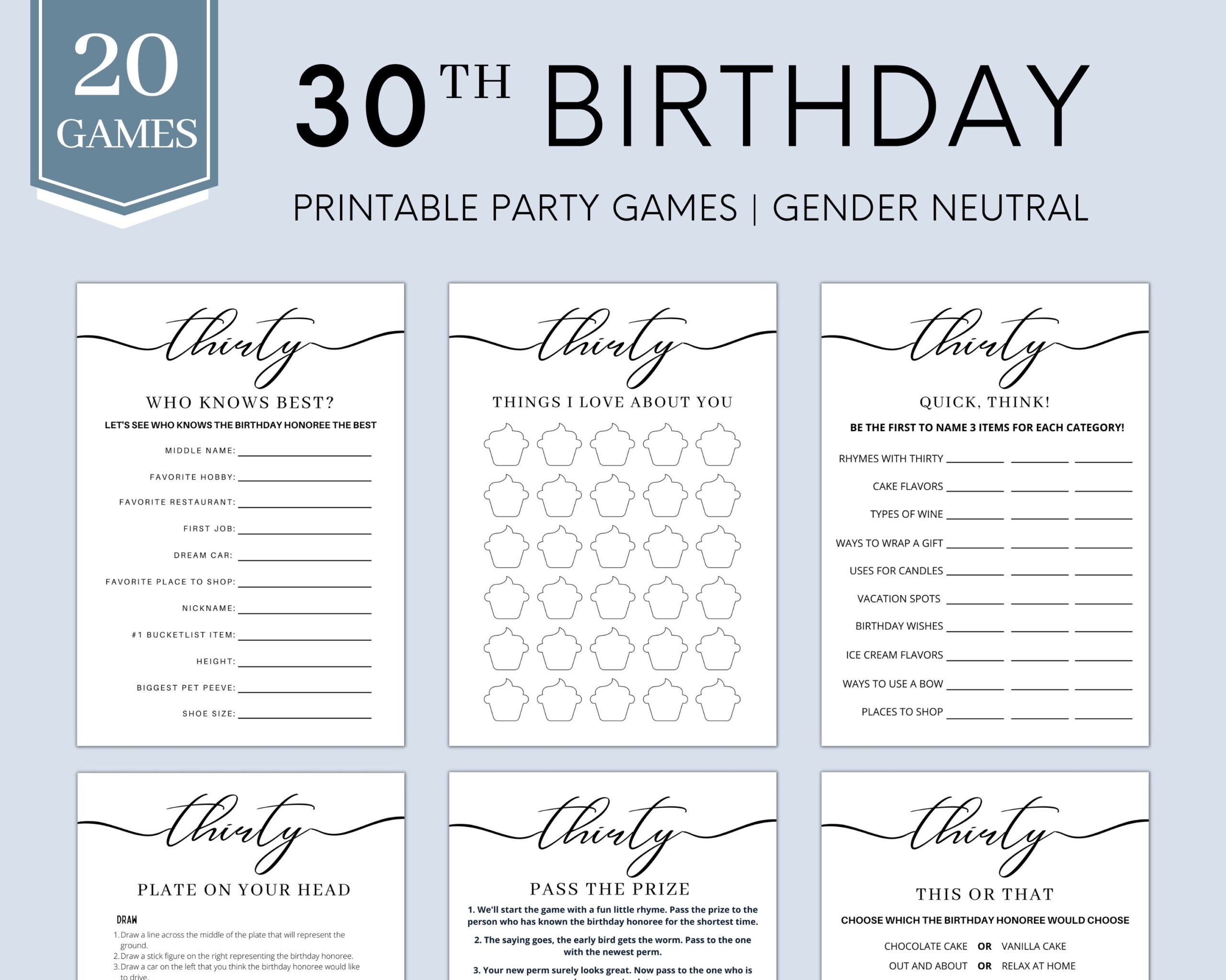 30th Birthday Party Games 30th Birthday Games 30th Birthday Women Men 30th Party Games Birthday Games Born In 1994 Printable Etsy