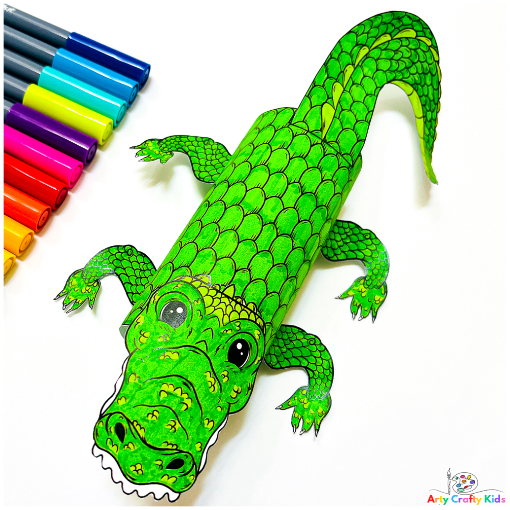 3D Paper Crocodile Craft Arty Crafty Kids