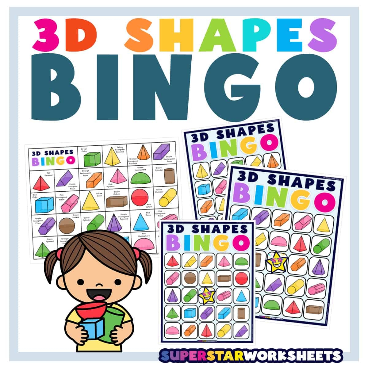 3D Shape BINGO Superstar Worksheets