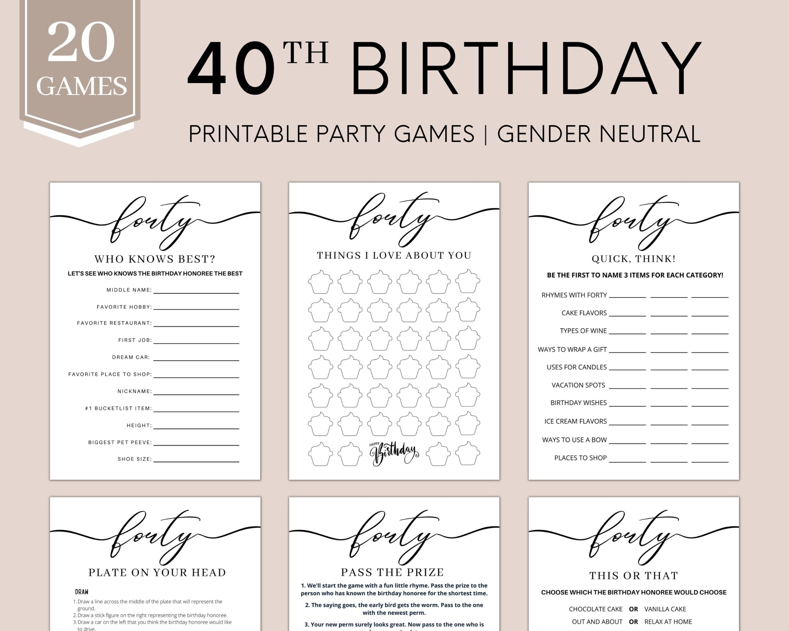 40th Birthday Games 40th Party Games 40th Birthday Games Women 