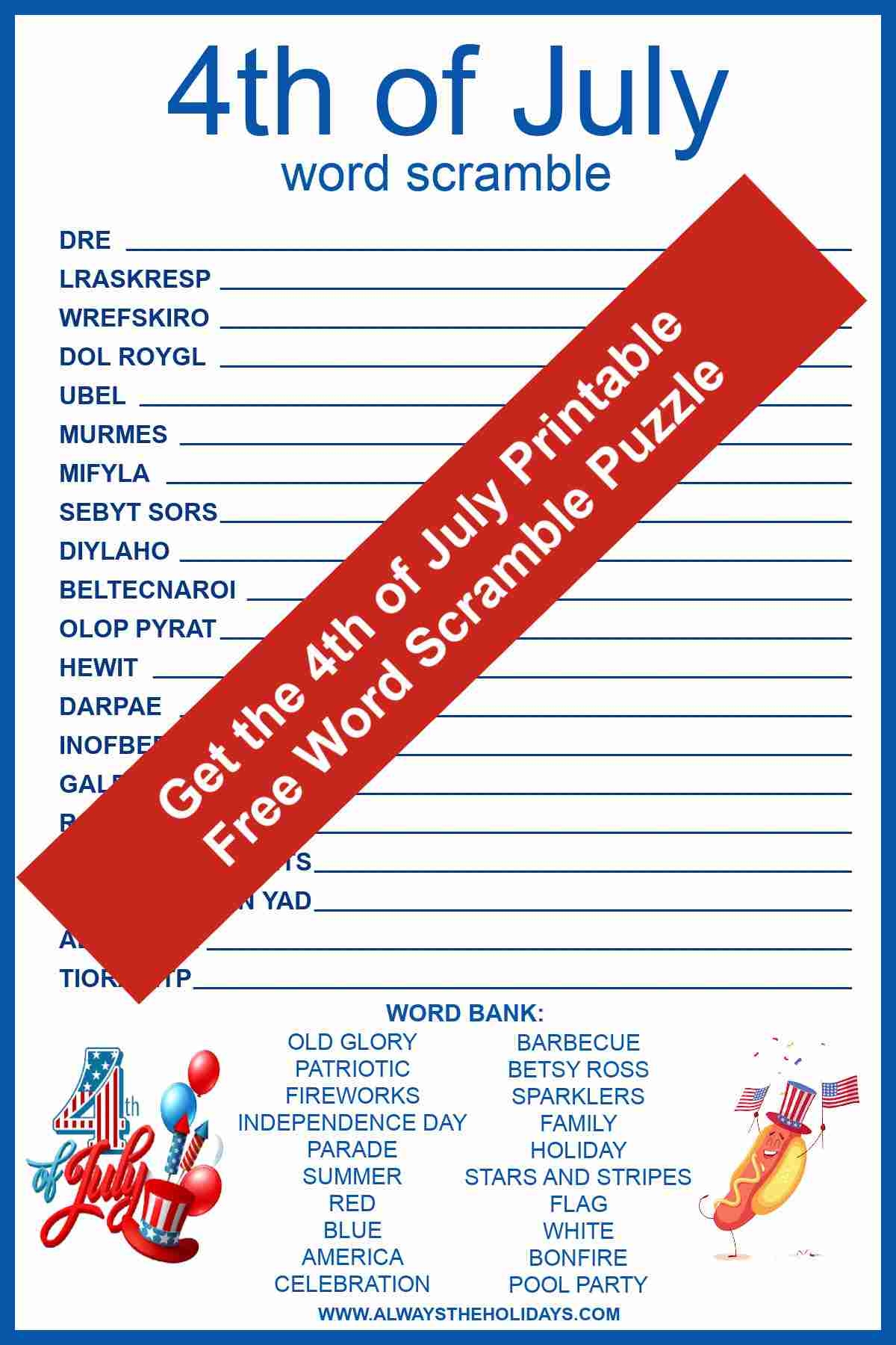 free printable 4th of july word games