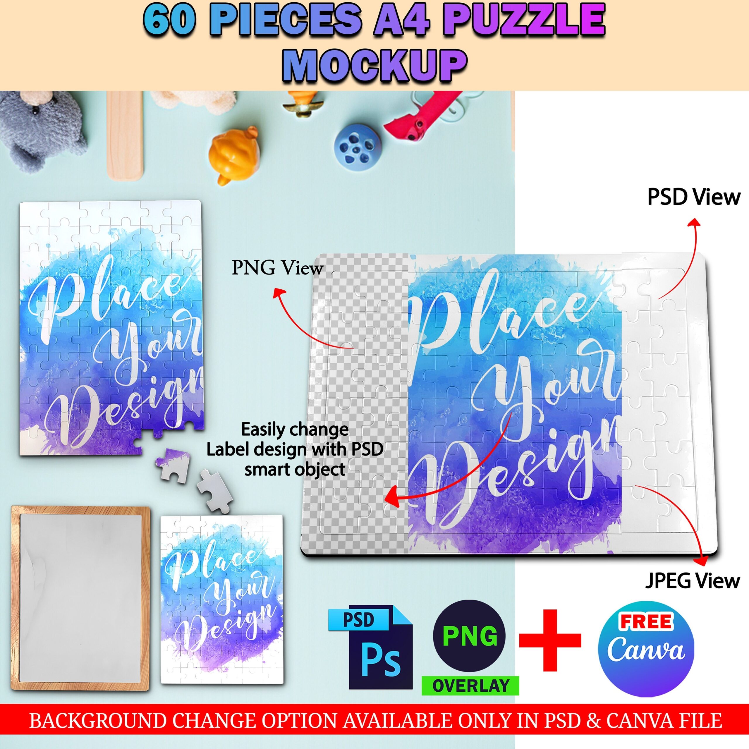 60 Piece Puzzle Template Etsy