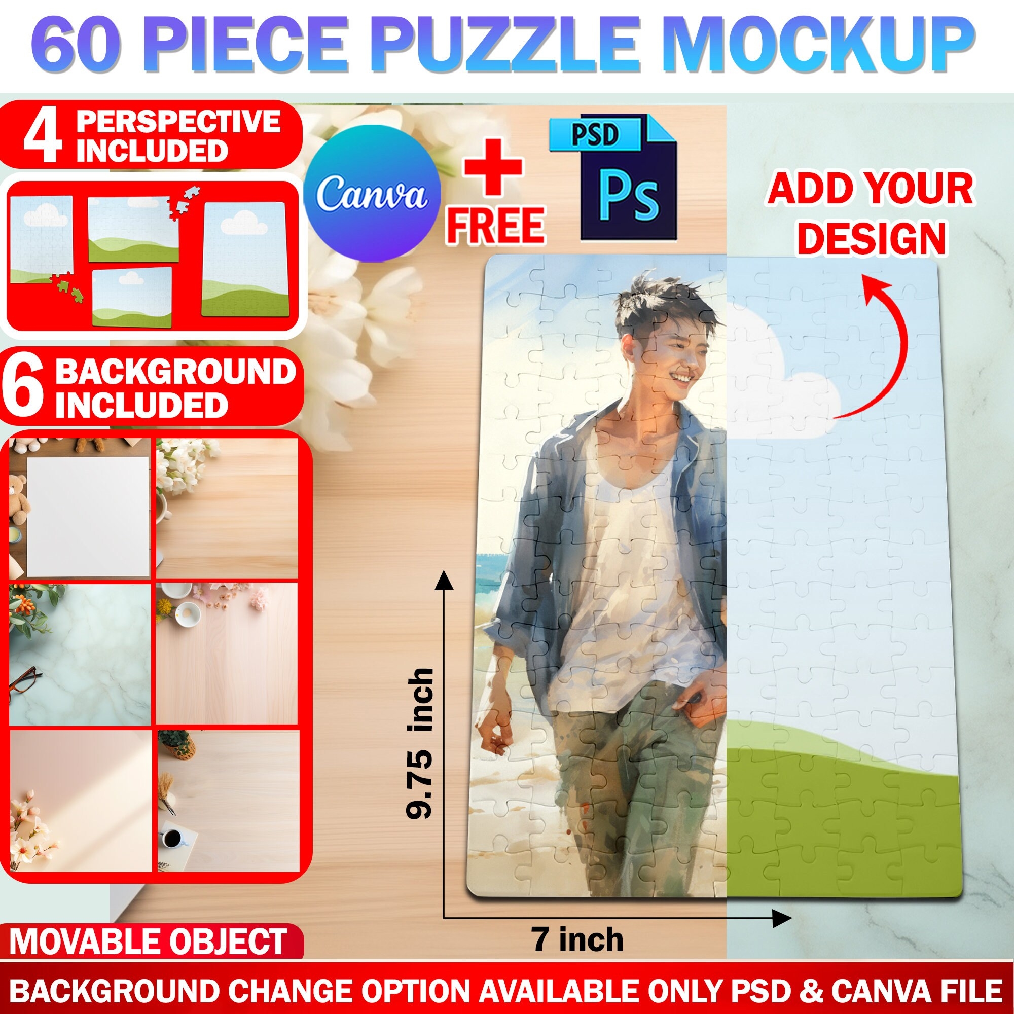 60 Piece Puzzle Template Etsy