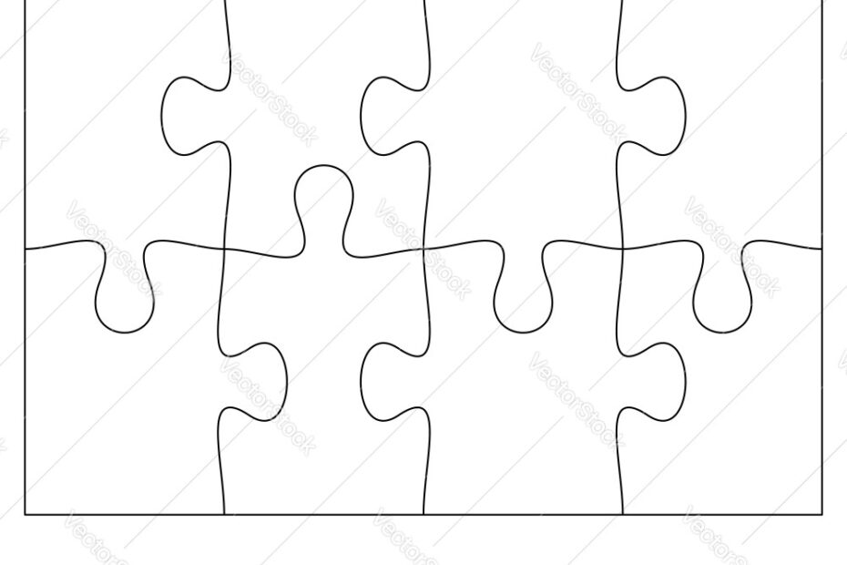 8 Piece Jigsaw Puzzle Line Art Royalty Free Vector Image