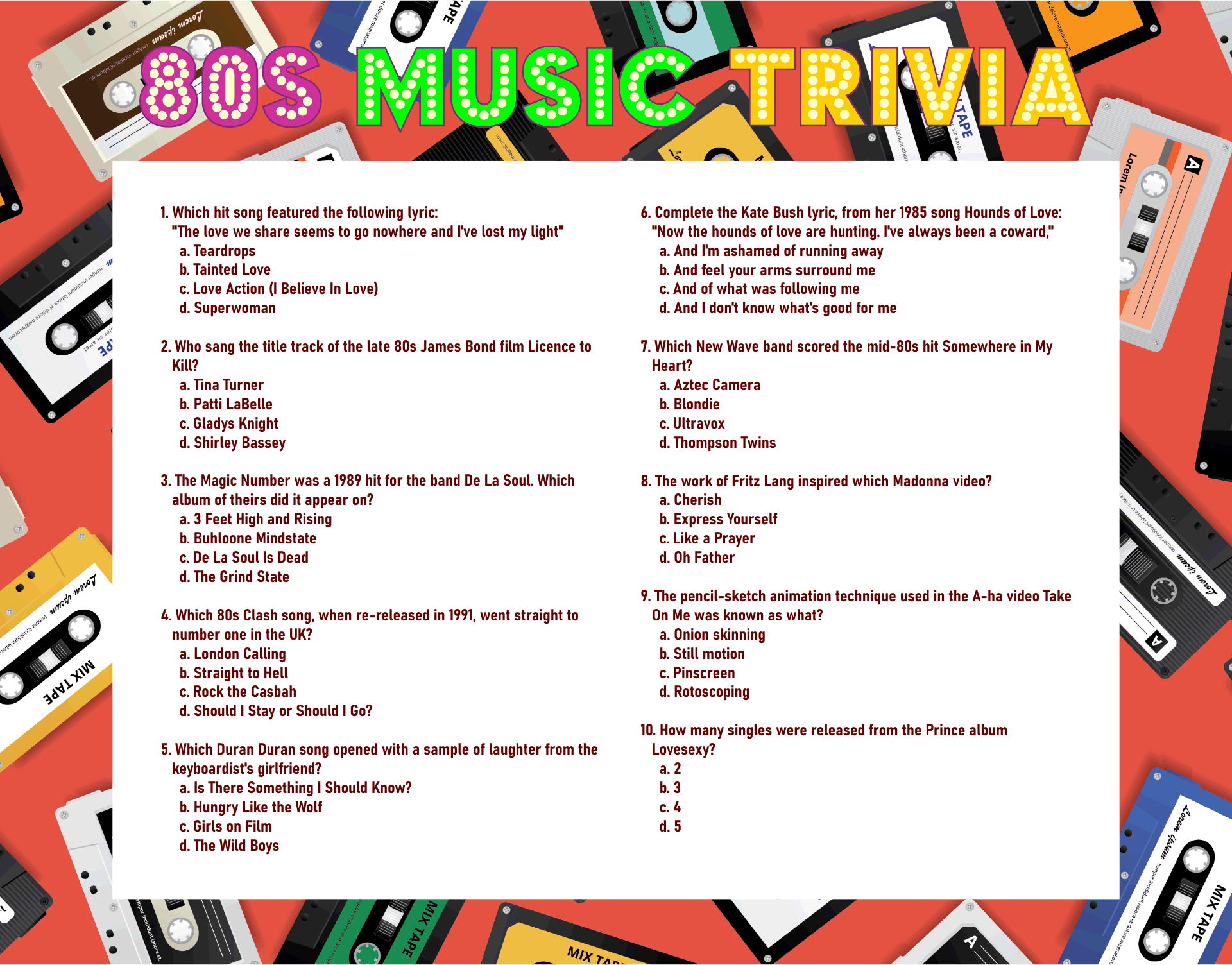 free printable 80's trivia games