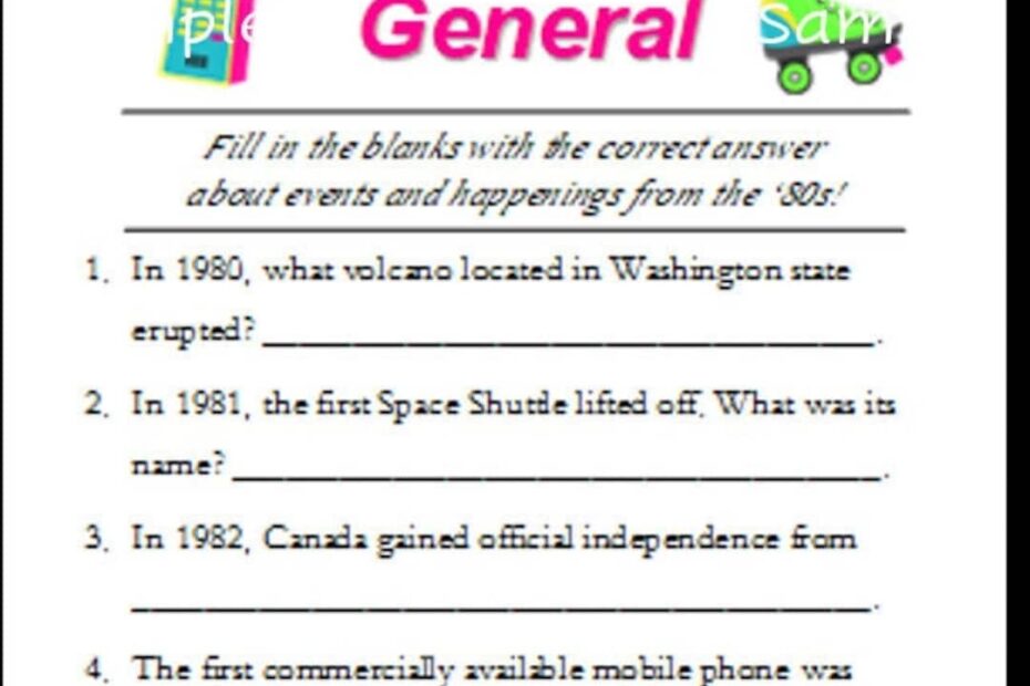 80s Trivia Pack Printable Trivia 1980 s Game Includes Answers Etsy