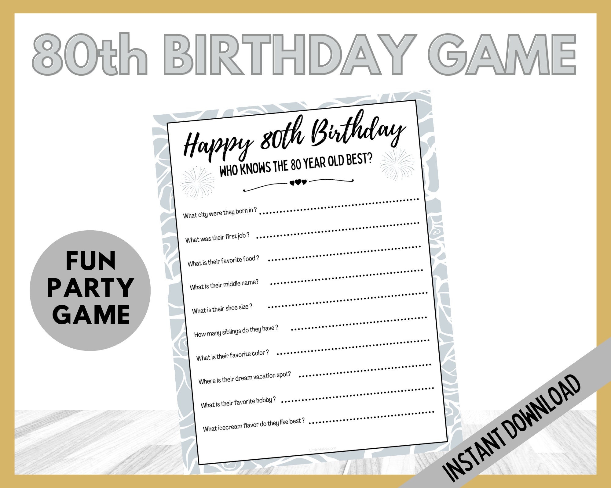 80th Birthday Party Games Who Knows The 80 Year Old Best Fun Party Games For Your 80th Birthday Senior Party Games Etsy