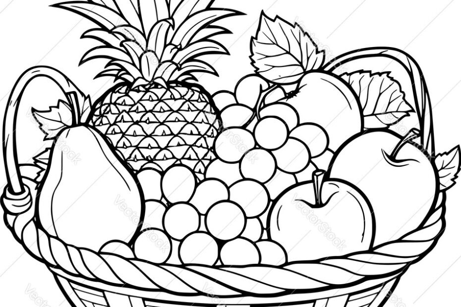 A Black And White Outline Drawing Of Fruit Vector Image