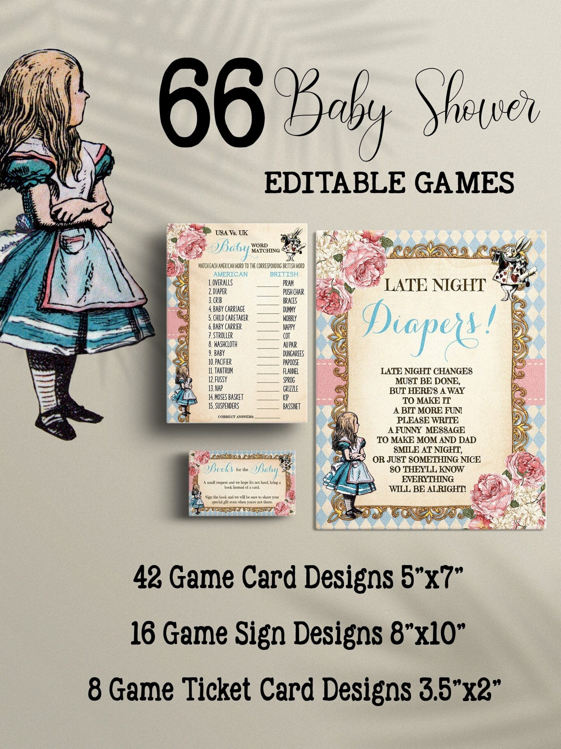 Alice In Wonderland Baby Shower Games Etsy