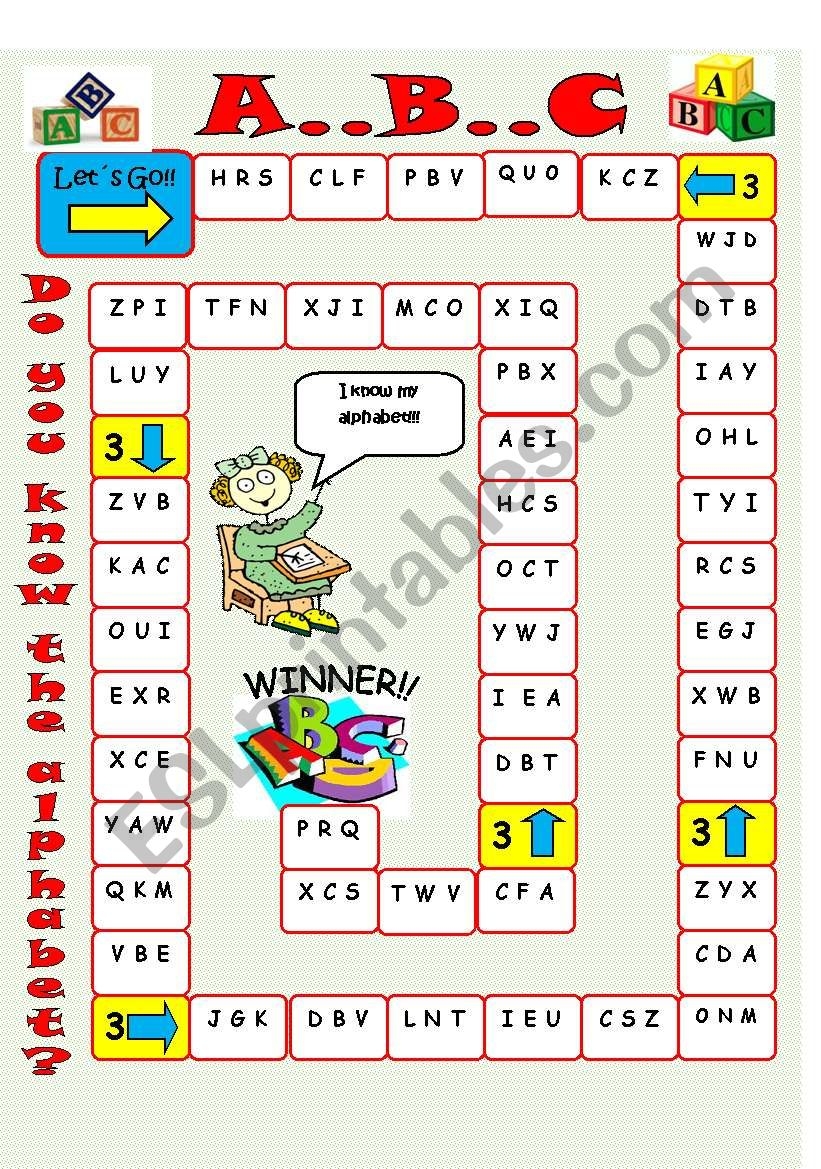 ALPHABET Board Game ESL Worksheet By Imelda Worksheets Library