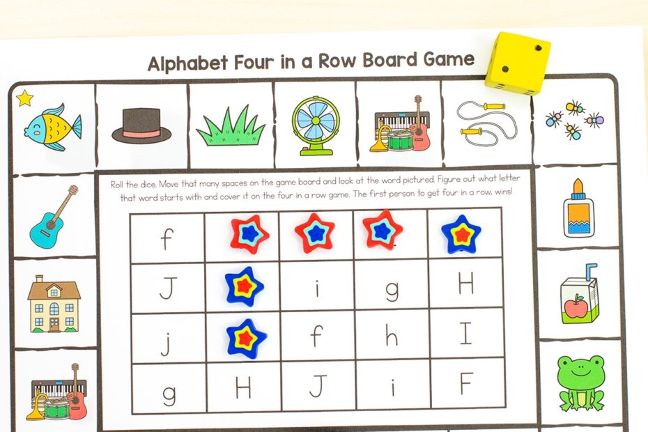 Alphabet Four In A Row Board Game Beginning Sounds Game