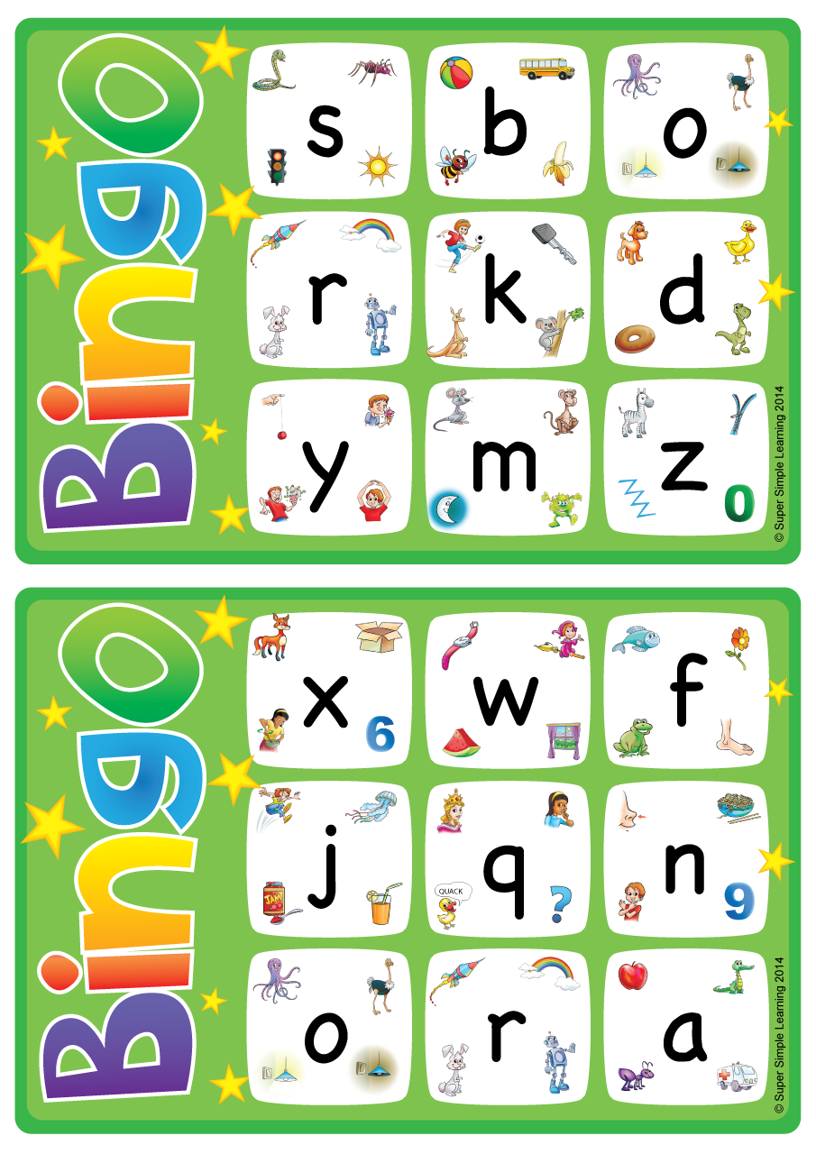 Alphabet Vocabulary Bingo Game Lowercase Letters A z Super Simple
