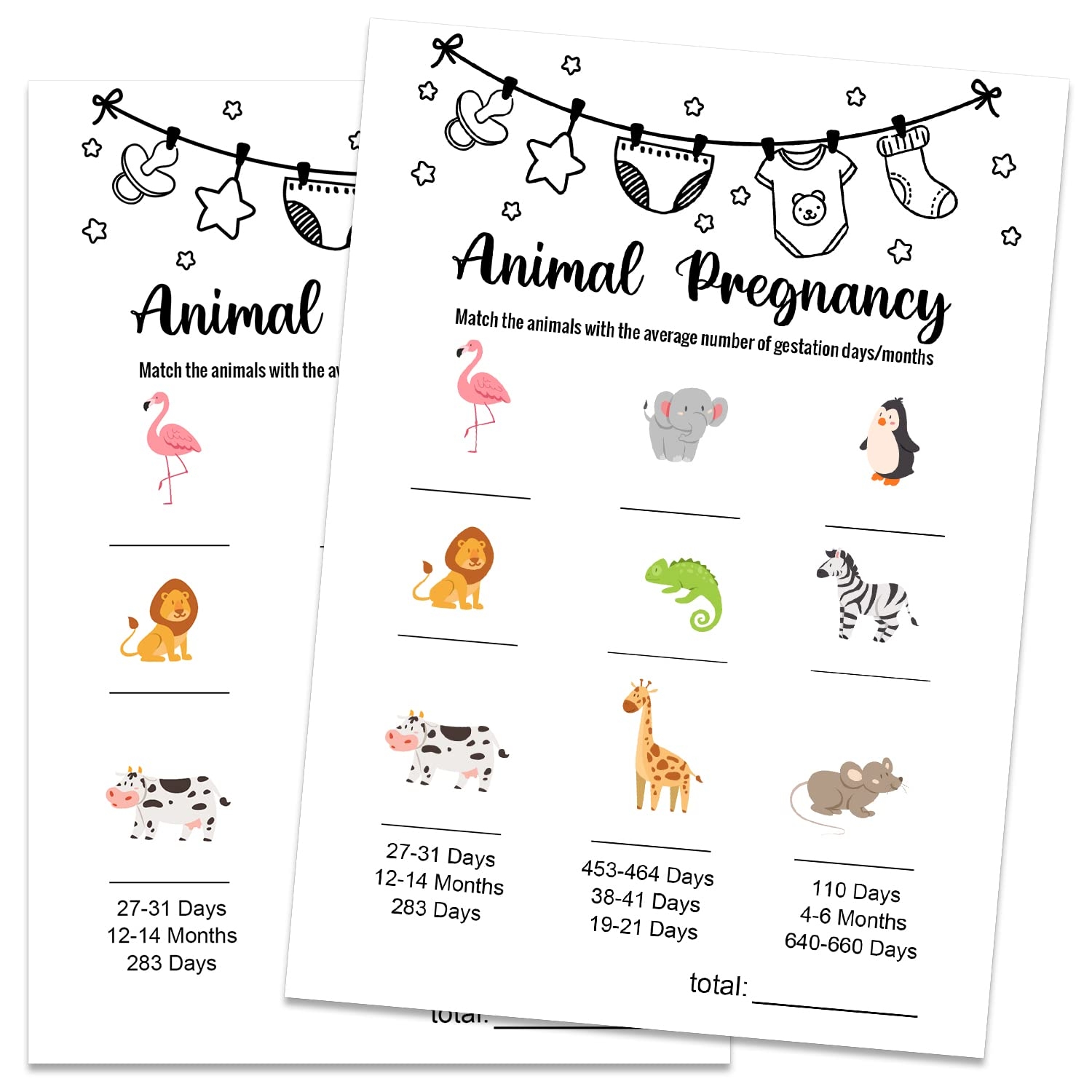 Amazon Baby Shower Game Animal Pregnancy Baby Shower Game Gender Reveal Party Supplies Baby Shower Decorations Baby Shower Party Games Supplies U0026 Activities 30 Game Cards Included Home U0026 Kitchen
