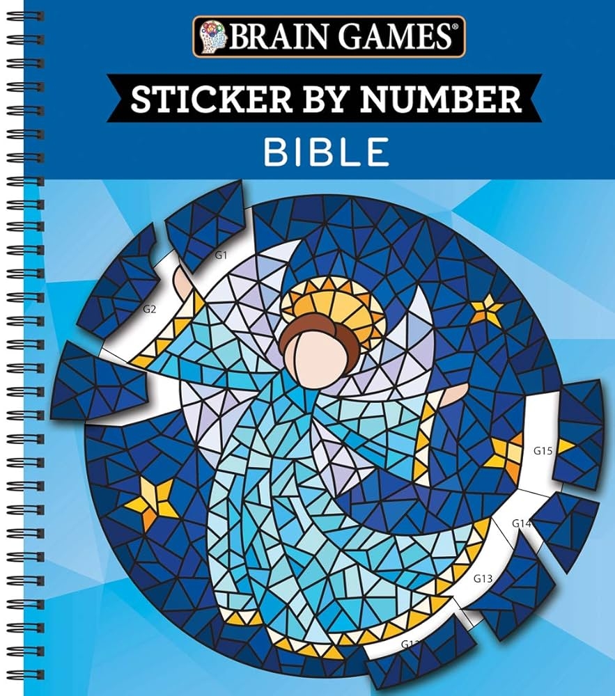 Amazon Brain Games Sticker By Number Bible 28 Images To Sticker 9781640306936 Publications International Ltd New Seasons Brain Games Books