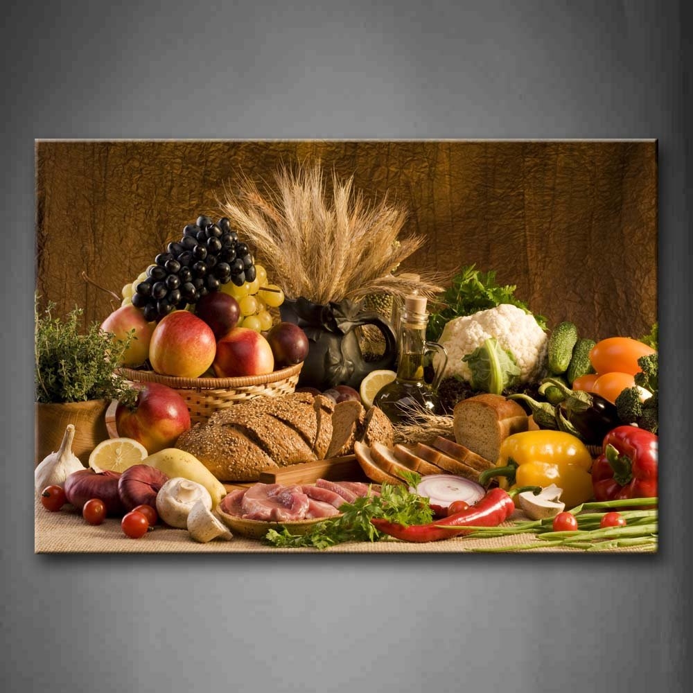 Amazon Food Wall Art Fruit Canvas Dining Room Brown Picture 