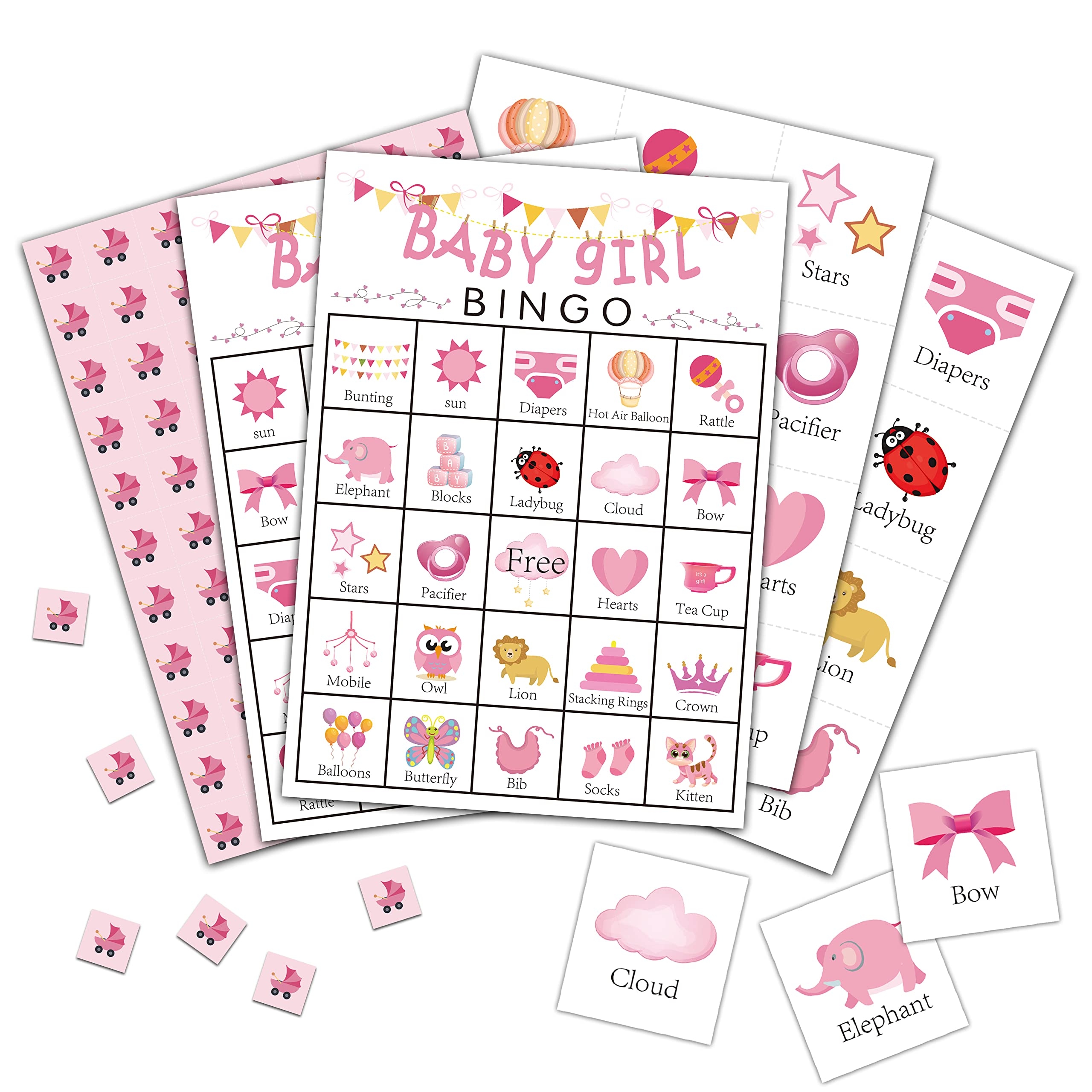 Amazon Foosproea Baby Bingo Cards Blush Pink Baby Shower 