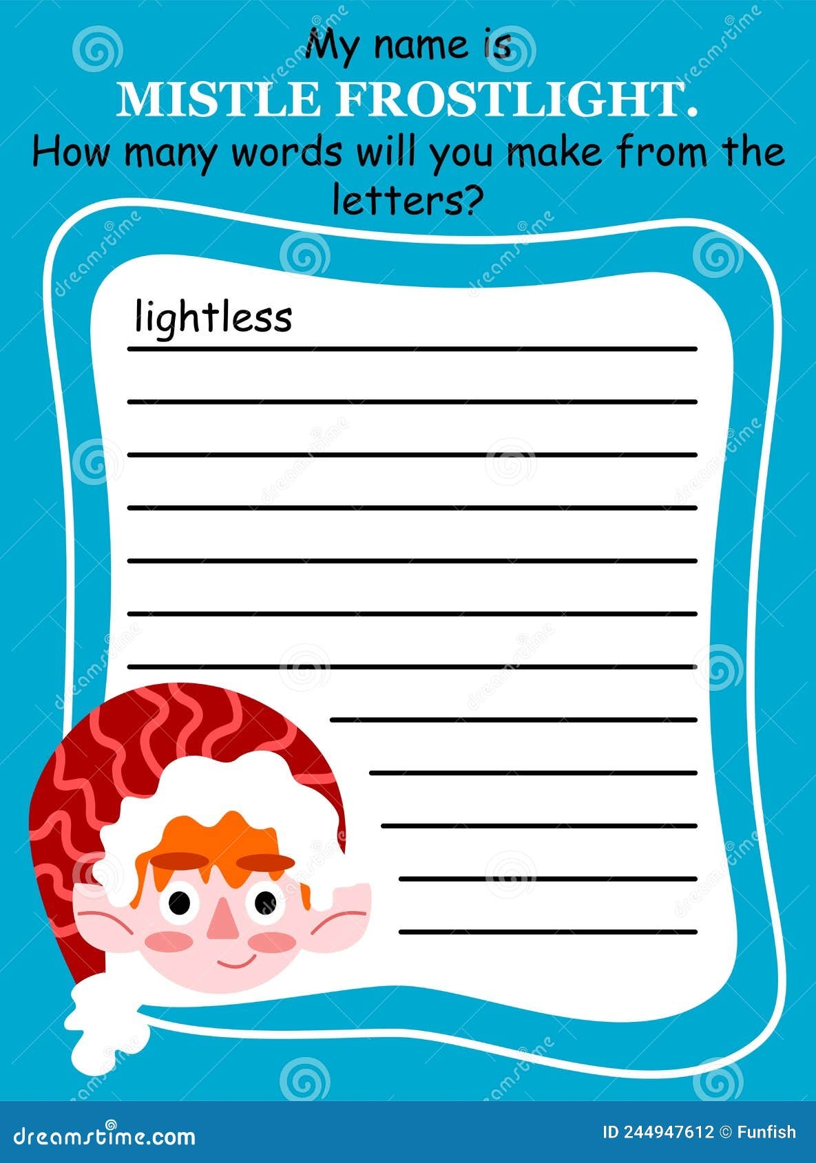 Anagram Game With Cute Little Xmas Elf Vector Illustration Stock Vector Illustration Of Christmas Worksheet 244947612