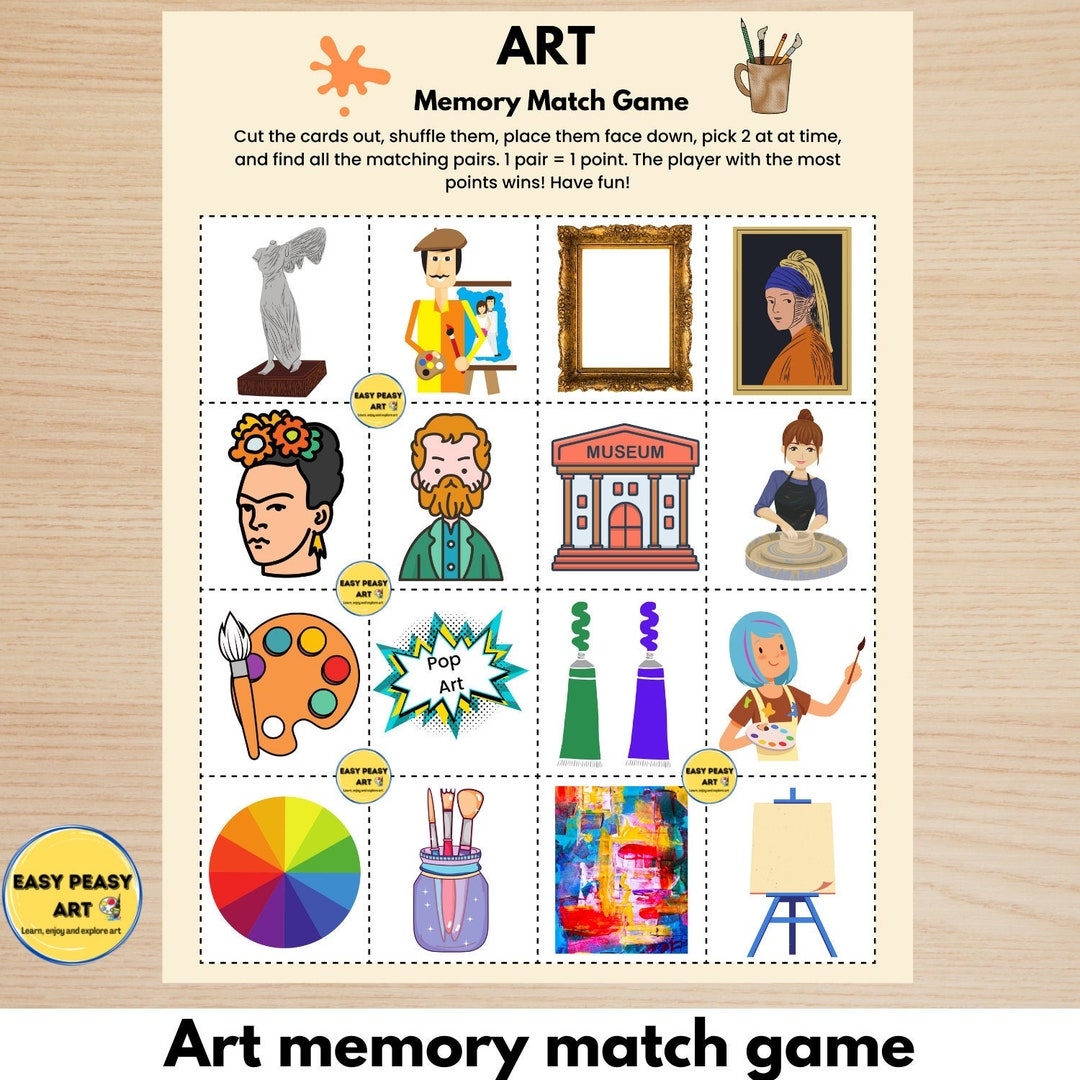 Art Match Game Printable Match Art Items Toddler Activity Printable Worksheets Library