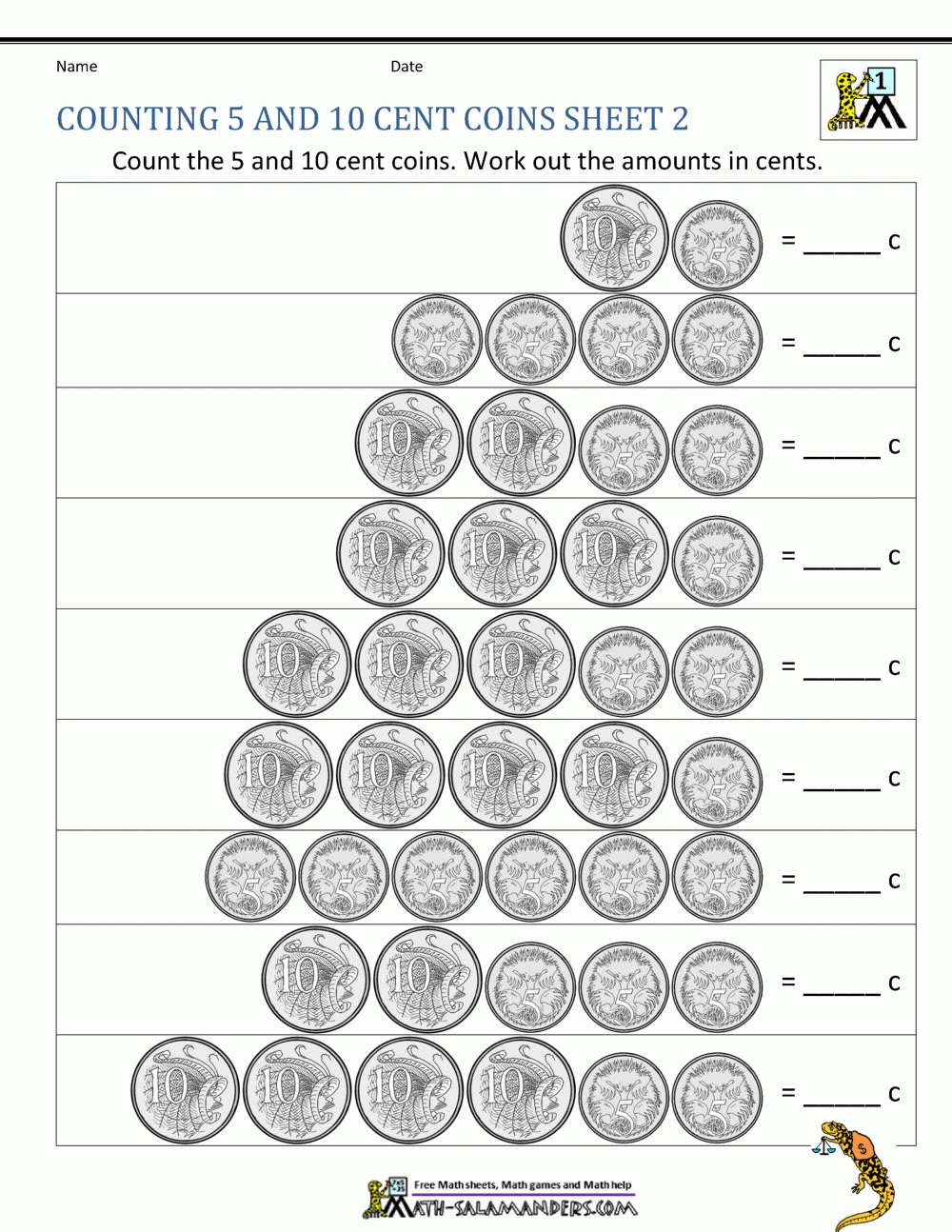 Australian Money Worksheets