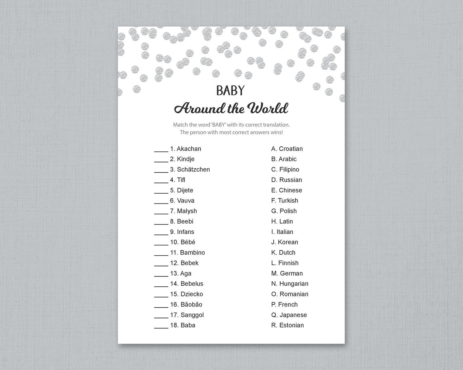 free printable baby around the world game