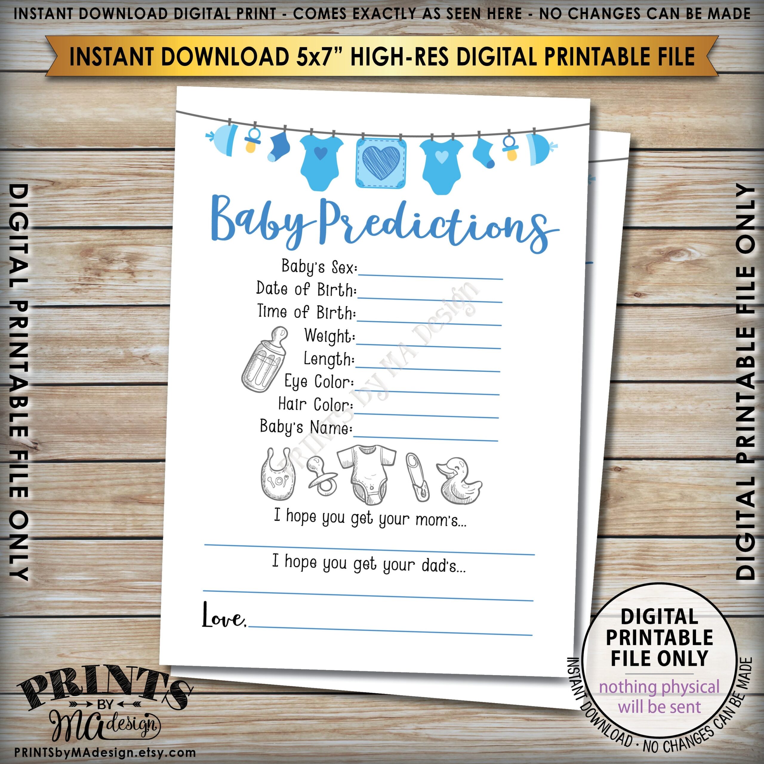 free printable baby prediction game