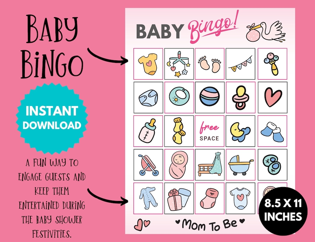 Baby Shower Bingo Printable Baby Girl Bingo Printable Baby Shower Gift Bingo Baby Shower Bingo 15 Cards Baby Bingo Game Instant Download Etsy