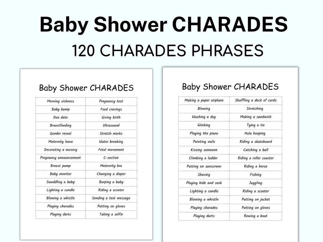 free printable baby shower charades games