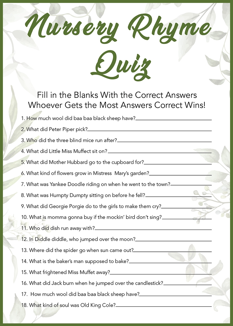 free printable baby shower games with answer sheet