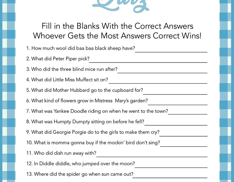 Baby Shower Games Free Printables Nursery Rhymes