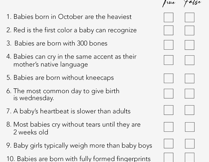 Baby Shower Games Free Printables Trivia Games
