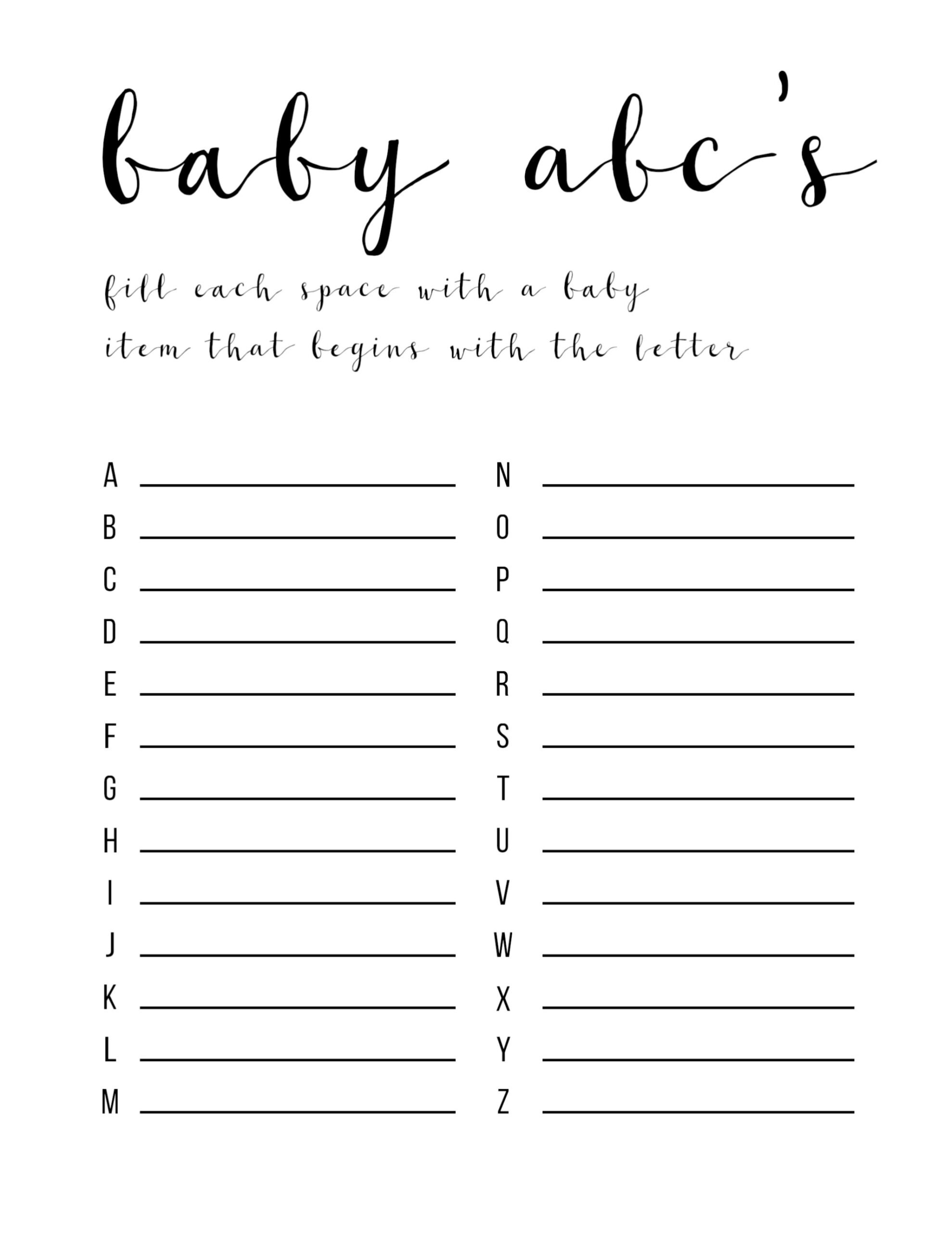 free printable baby shower games 2018
