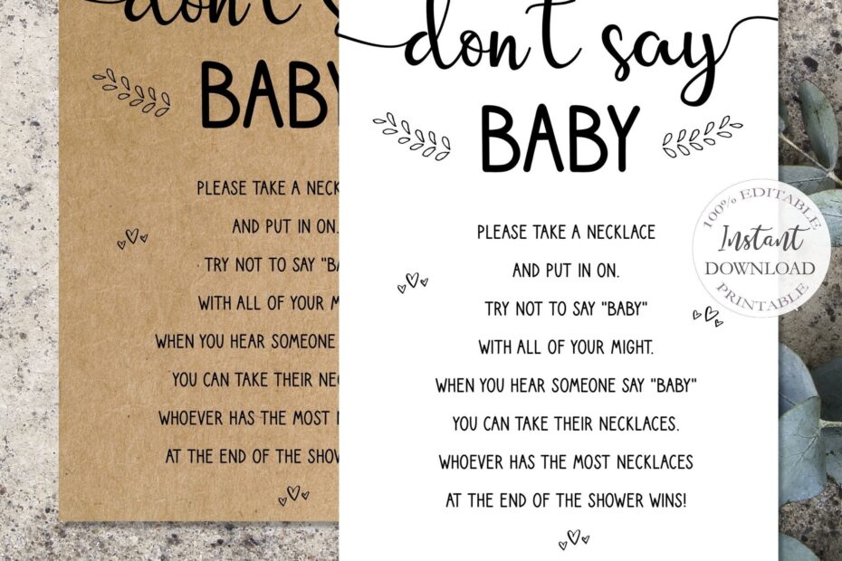 Baby Shower Games Printable Editable Don t Say Baby Game Rustic Baby Shower Game Template Distant Baby Shower Game Fun Baby Game srp 030 Etsy