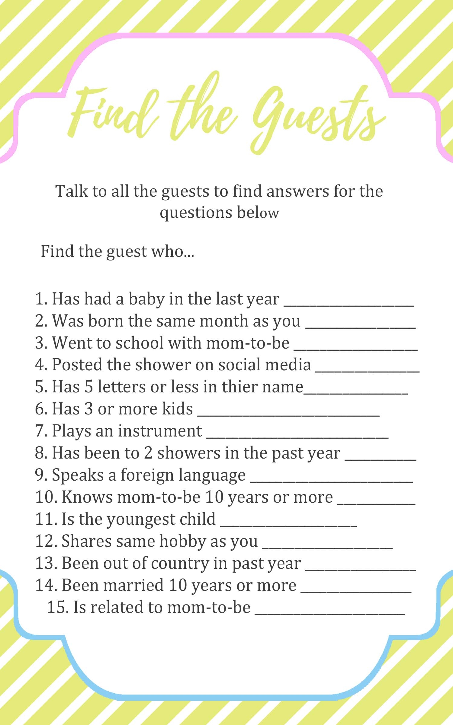 free printable baby shower icebreaker games