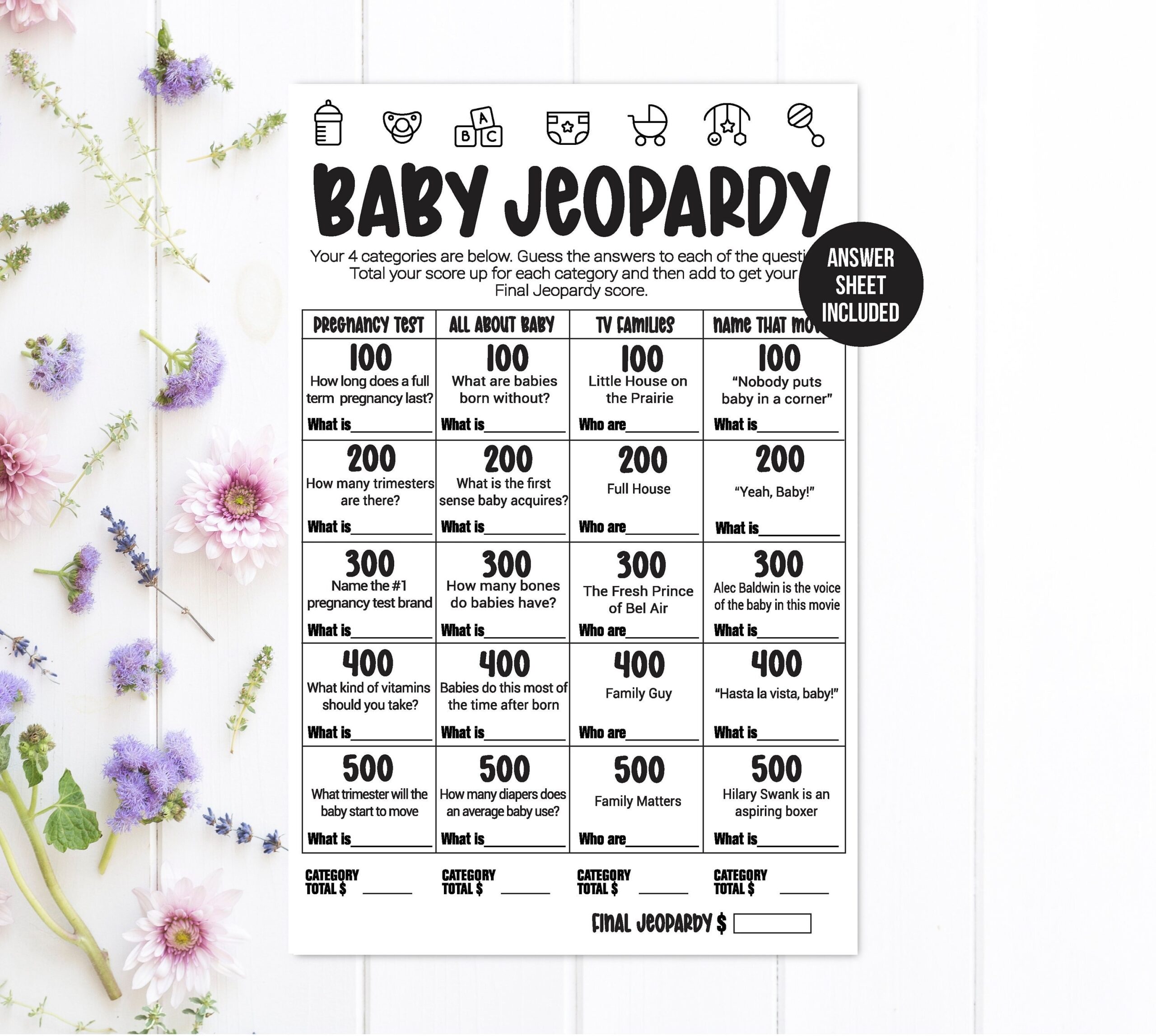 free printable baby shower jeopardy game