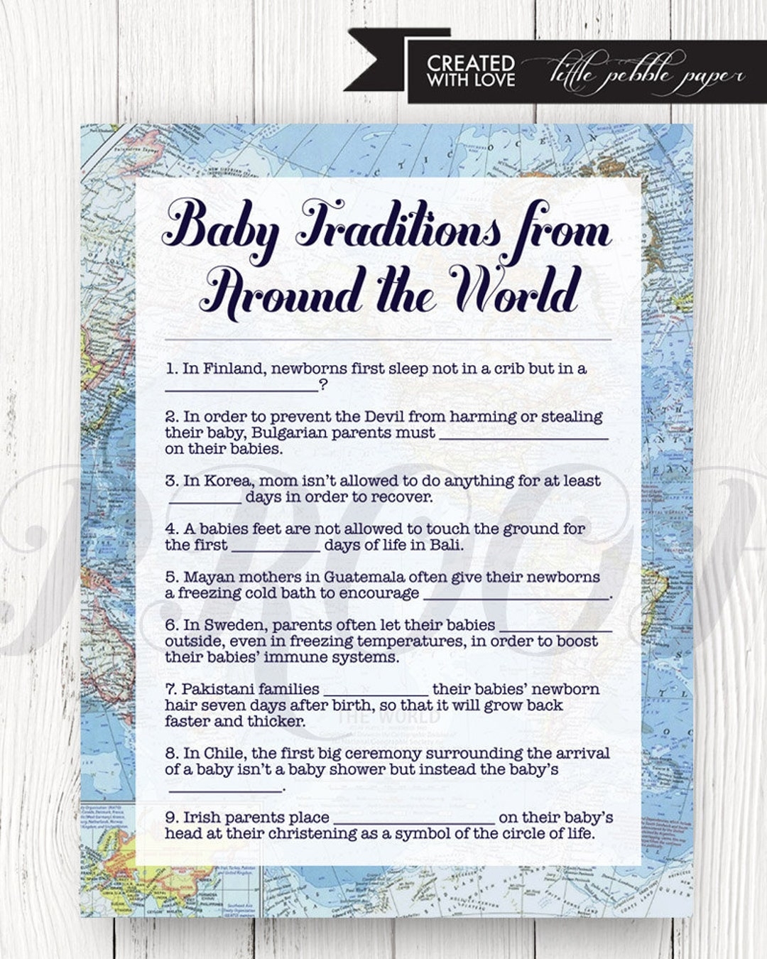 Baby Traditions Around The World Shower Game Printable Baby Shower Games Baby Traditions Welcome To The World Shower Around The World Etsy