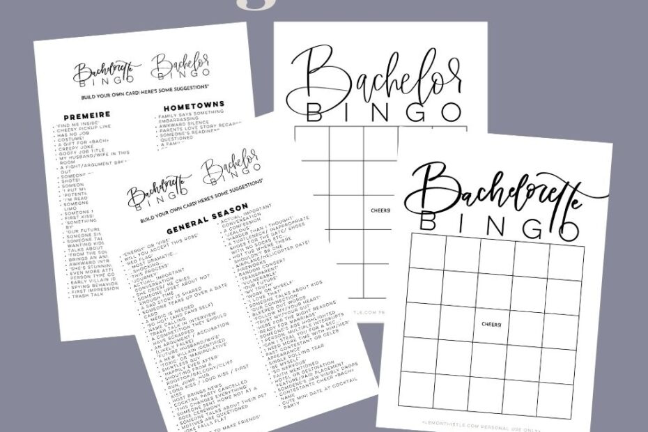 Bachelor Bingo Bachelorette Bingo Free Printable Cards Hand
