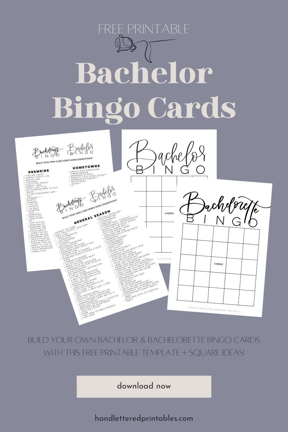 Bachelor Bingo Bachelorette Bingo Free Printable Cards Hand 