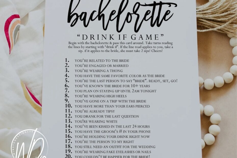 Bachelorette Drink If Game PRINTABLE GAME Instant Download For Bachelorette Party PDF File Etsy