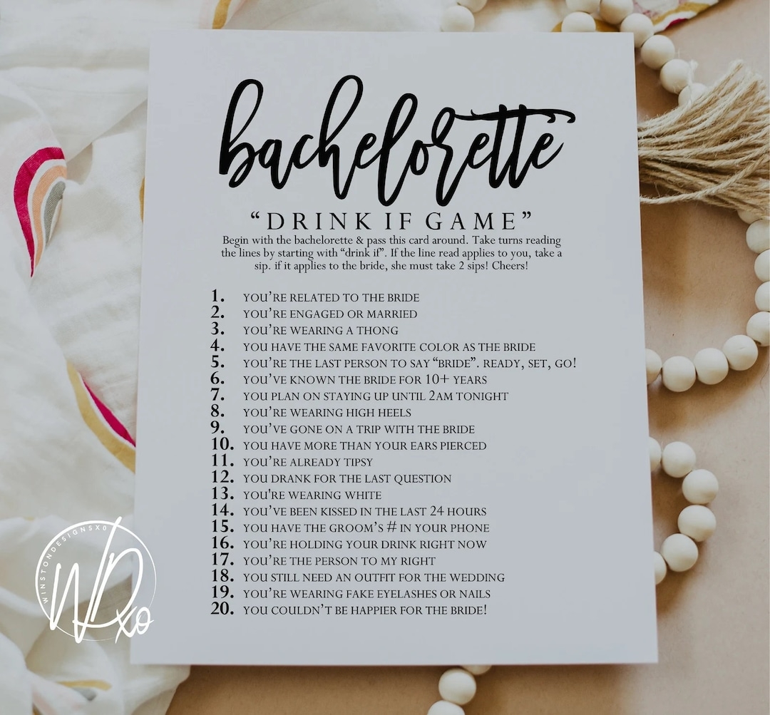 Bachelorette Drink If Game PRINTABLE GAME Instant Download For Bachelorette Party PDF File Etsy