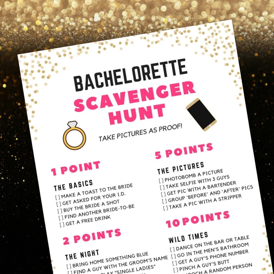 Bachelorette Scavenger Hunt Game Bachelorette Party Game Printable Etsy